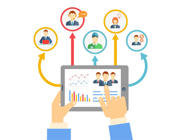 A connected team collaborating on projects